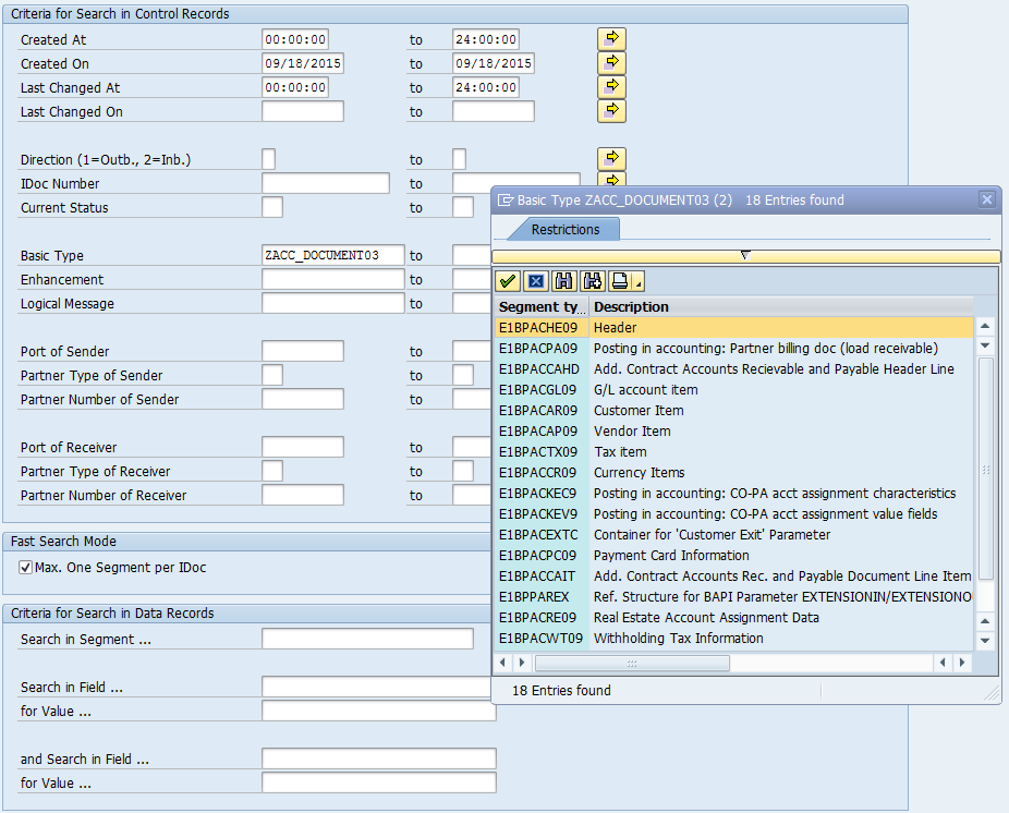 IDOC based search in SAP