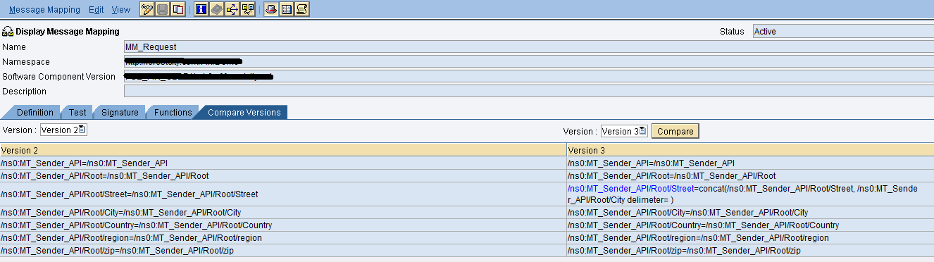 Compare mapping Version in SAP PI