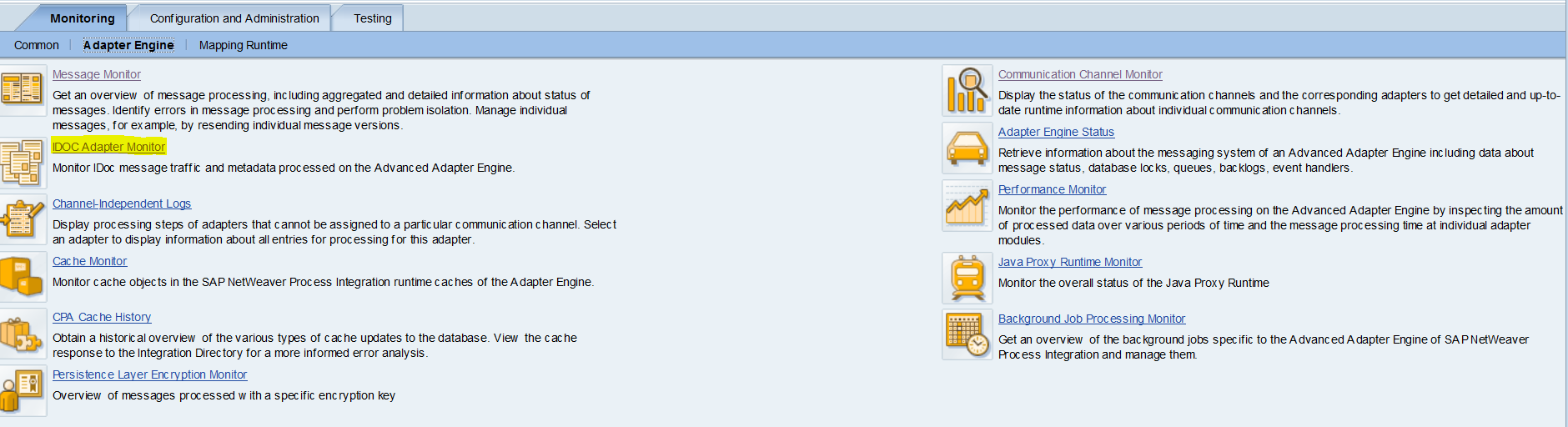 IDOC adapter monitoring in sap po